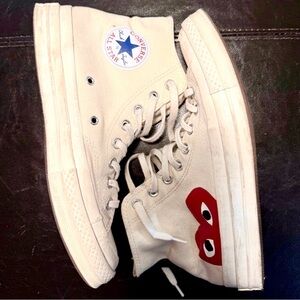 Converse x Comme des Garcons White Play Hi-Top Sneakers Mens Size 7 Womens 9